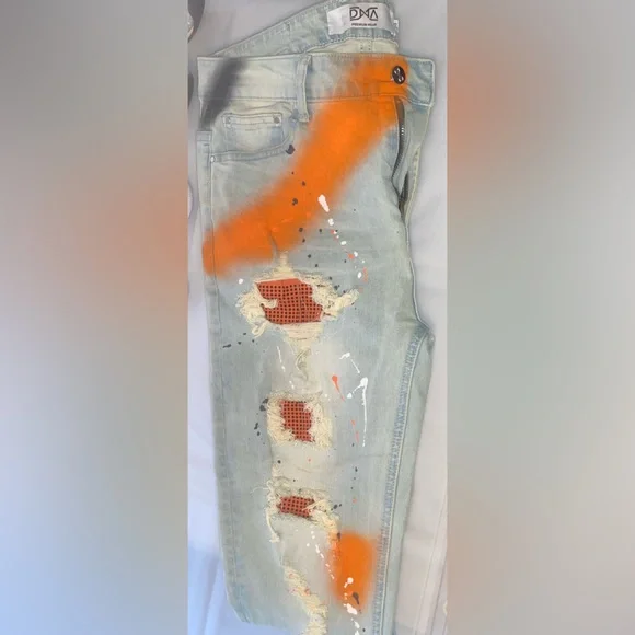 “Orange drip” premium wear Jeans